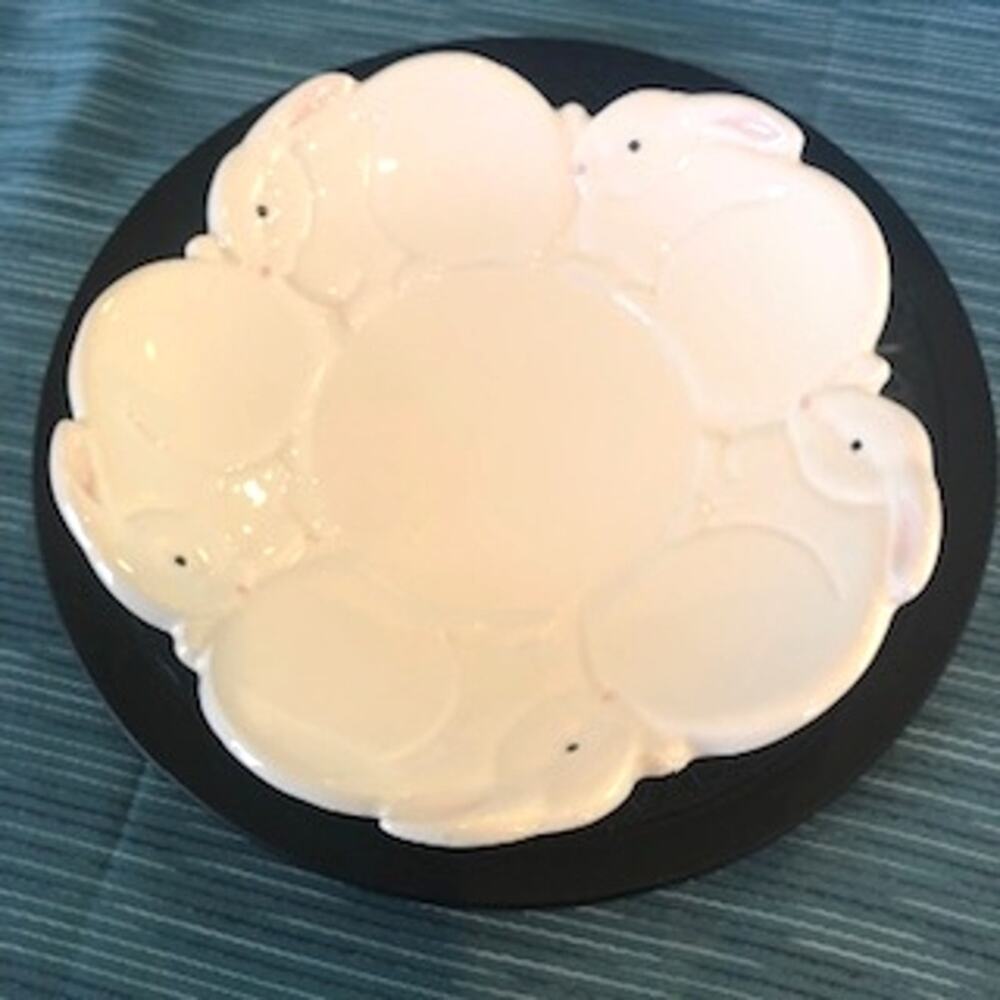 Department 56 Easter Bunny Rabbit Plate 3D Embossed White Plate Dish 7.5" Small